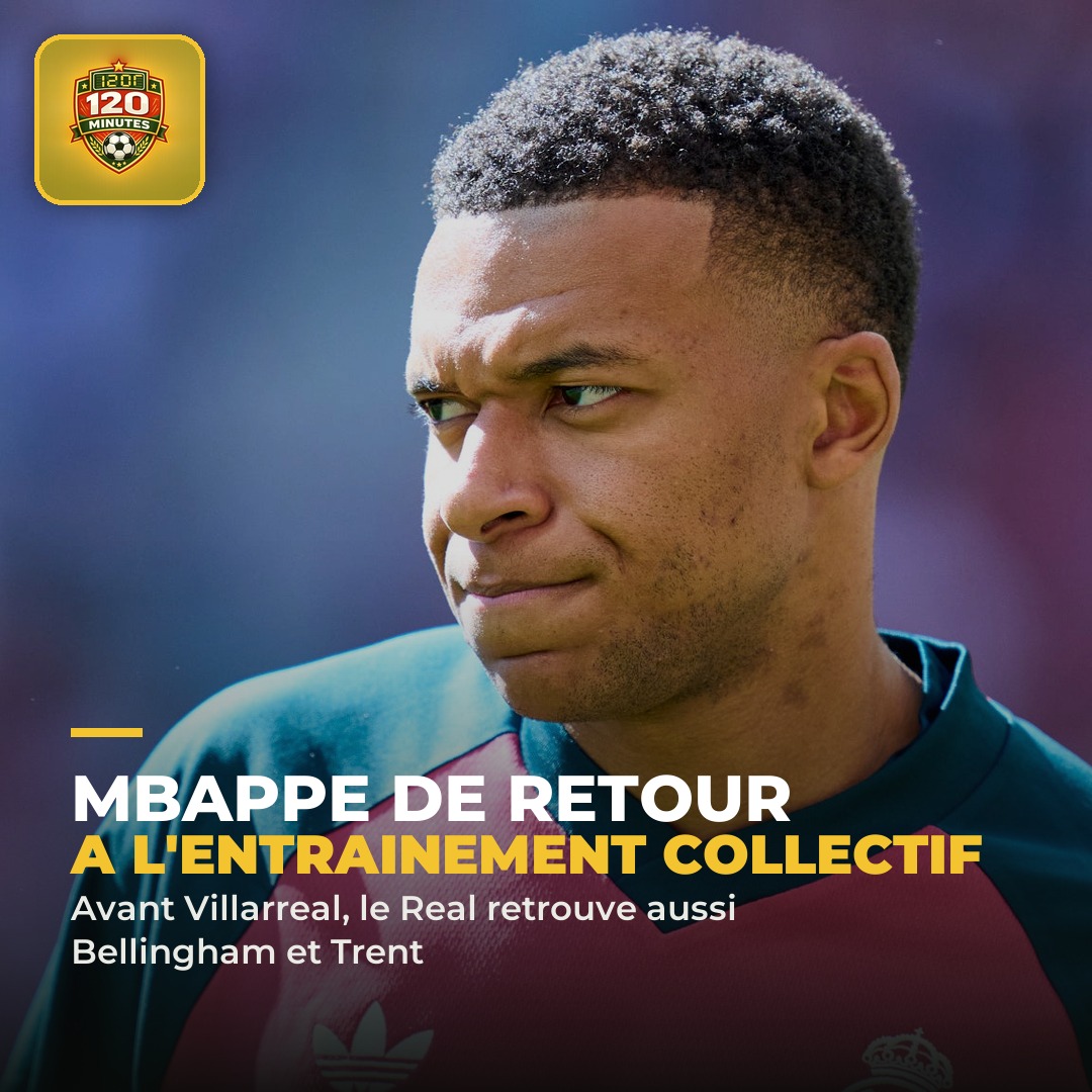 De retour : Kylian Mbappé a participé normalement à l'entraînement collectif du Real Madrid ce jeudi à Valdebebas, deux jours avant le choc contre Villarreal (8